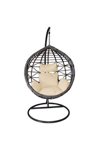 Strend Pro Κρεμαστή πολυθρόνα, συνθετικό ρατάν, γκρι/κρεμ, μέγιστο 120 kg, Bali