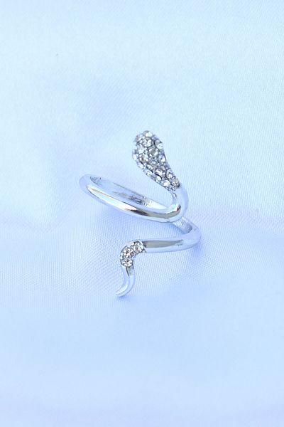 Skygo Brass Silver Color Adjustable Zircon Stone Snake Ring - Tj-Byk3187