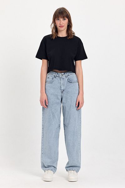 JBC 100% Cotton Crop Crew Neck Knitted T-Shirt