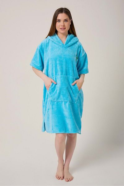 VEVİEN HOME Palm Surfing Κεντημένο για ενήλικες Surfing Summer Poncho με κουκούλα Πετσέτα παραλίας Μπλε-unisex