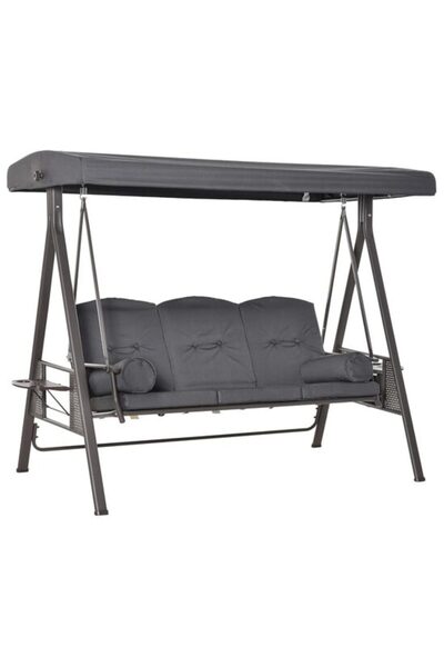 ART Κούνια κήπου, 3 θέσεις, γκρι, 208x121x172 εκ., Μαξιλάρια με επένδυση, μέγ...