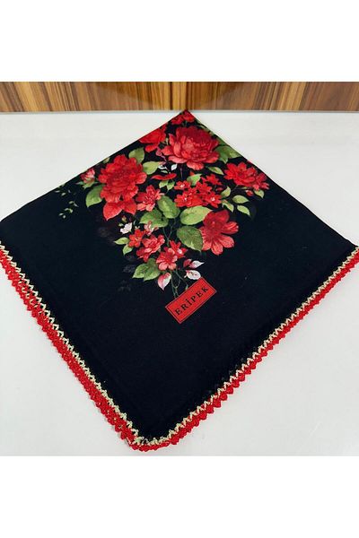 Eripek Κεντημένο βαμβακερό τυρόπανο - 05098 95 X 95 Μαύρο - Πράσινο 23