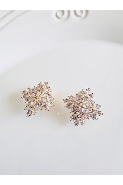 DEVİ fashion Crystal Stone Evening Dress Earrings 3 cm