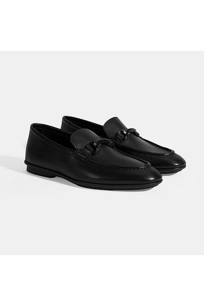 Desa Men's Black Slip-On Leather Loafer