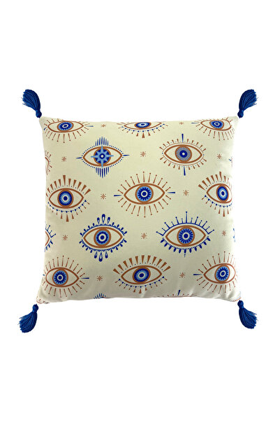 Bally Home Husă decorativă pentru pernă, cu model etnic Nazar Eye și ciucuri ...