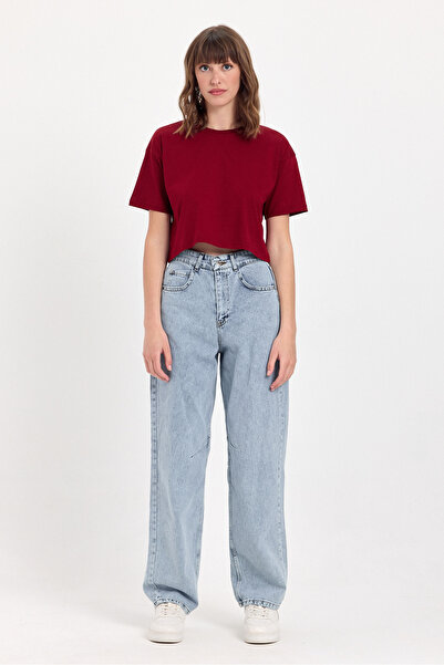 JBC 100% Cotton Crop Crew Neck Knitted T-Shirt