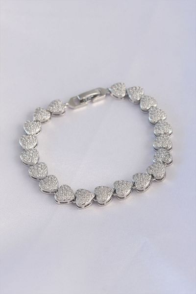 Skygo Vip Series Brass Zircon Stone Silver Color Heart Model Bracelet - Tj-Bb6067