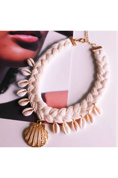 Bohem Shop Real Oysters, Mussels, Pearls, Summer Necklace Sea Shell Jewelry Macrame Gold Beach Choker Gold Bohemian
