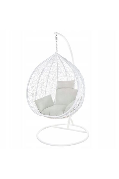 Avex Κρεμαστή πολυθρόνα κούνιας, Springos, Otilia, συνθετικό ρατάν, λευκό, μα...