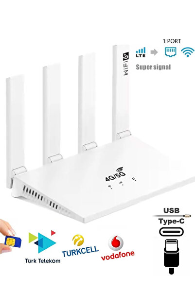 SLTECH DataForce 4G 5G Sim Kartlı 4 Anten 1 PORT RJ45 Taşınabilir Router Wifi...