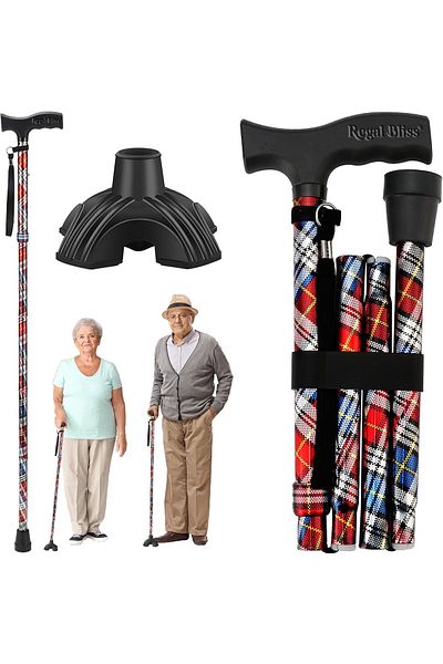 Regal Bliss Regal Bliss ® foldable orthopedic support cane, easily adjustable, striped print