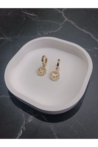 Serenita Mare Women's 316L Stainless Steel Zircon Stone Bird Figured Dangle Earrings – Gold Color