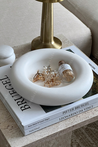 mindsoho Varnished (Wax) 20cm Decorative Sand Patterned Plate Bowl, Jewelry Plate, Keychain, Presentation Bowl