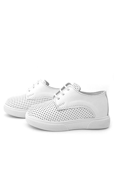 Rakerplus Pantofi casual pentru băieți din piele naturală cu dantelă albă