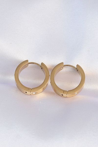 Skygo 316L Steel Gold Color Zircon Stone Model Hoop Earrings - Tj-Bkp9005