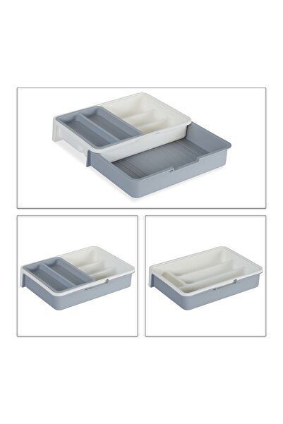 Relaxdays θήκη για μαχαιροπίρουνα, πλαστική, γκρι 6 x 23,5 x 31,5 εκ.