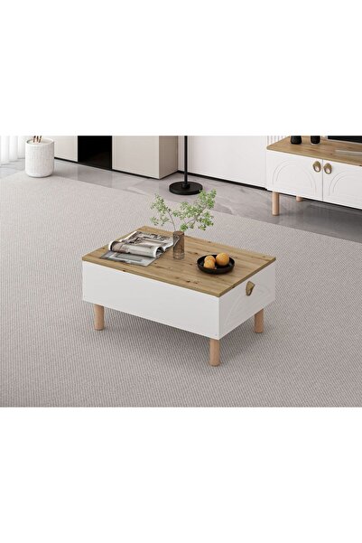 Furnitime Bohem Orta Sehpa - Beyaz/Artisan Ceviz Renk