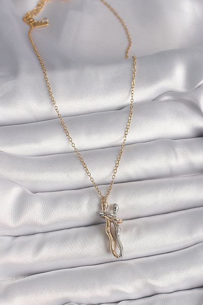 Skygo 316L Steel Gold Color Chain Colorful Hugging Model Women's Necklace - Tj-Bko9765