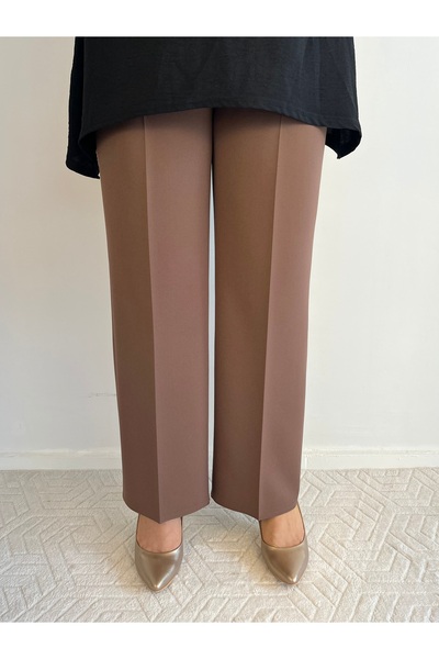 Taşpınar Butik Kadın Beli Lastikli Büyük Beden Likralı Biye Detaylı Boru Paça Pantolon