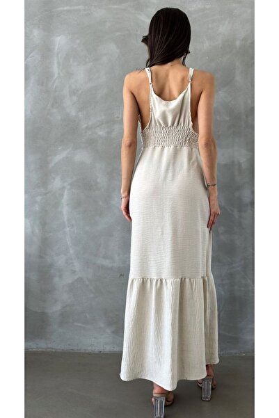 TOPSHOW Πλεκτό Λεπτομερές Μπουστάκι Φόρεμα με μακριά λουριά