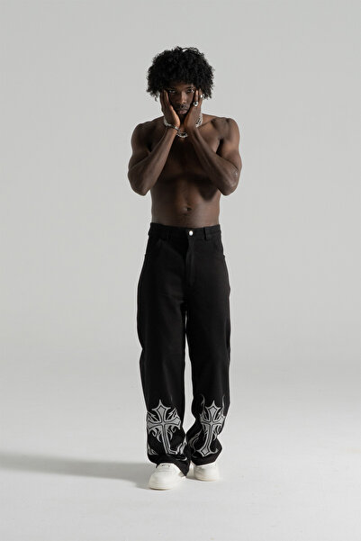 SaintGreyHills Demigod Baggy Men's Reflective Black Oversize Pants