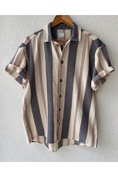 Hazhers Men's Shirt Collar Oversize Short Sleeve Summer Shirt