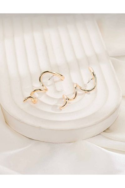 Be Best Women's Gold Color Wavy Earrings Be82
