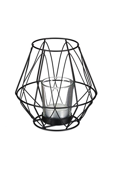 Relaxdays Κηροπήγιο, κατασκευασμένο από σίδερο και γυαλί, μαύρο χρώμα, διαστά...