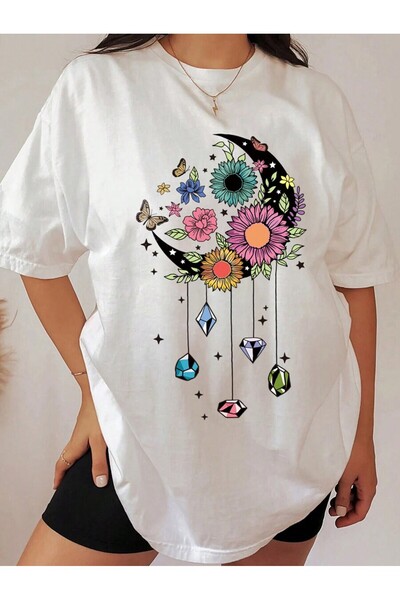 cc collection Γυναικείο μπλουζάκι Oversize με στάμπα Çicek Ay