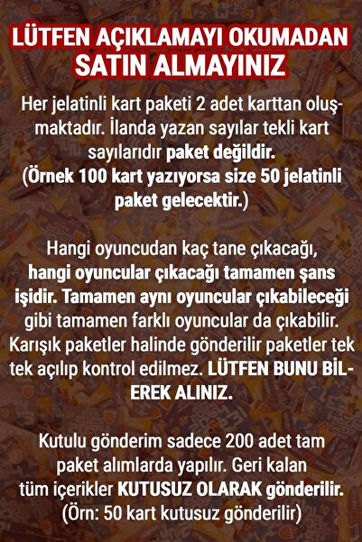 süper final Yeni Transferlerle Dolu 2025 Süper Final Futbolcu Kartları Yeni Seri 50 Paket 100 Adet Kart Kutusuz