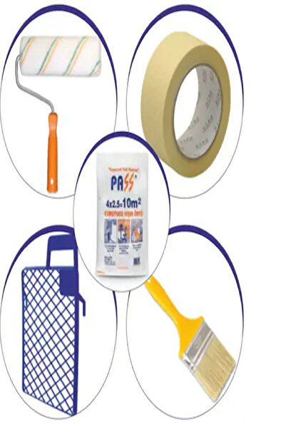 ALPERYAPI Boyacı Seti-5 Parça-duvar-tavan Rulosu+kestirme Fırça+kağıt Bant+