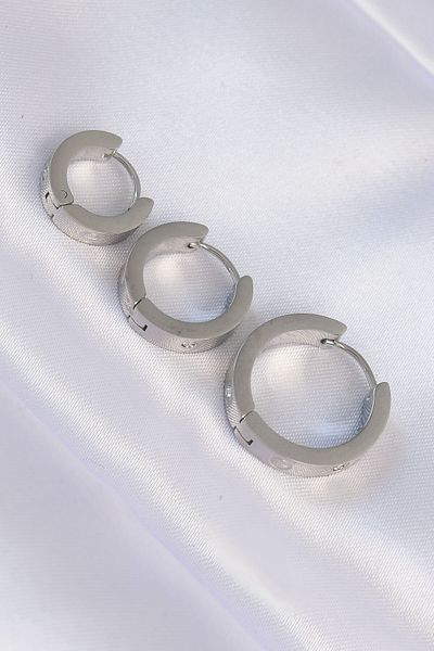 Skygo 316L Steel Silver Color Zircon Stone Model 3-Piece Hoop Earrings - Tj-Bkp9008