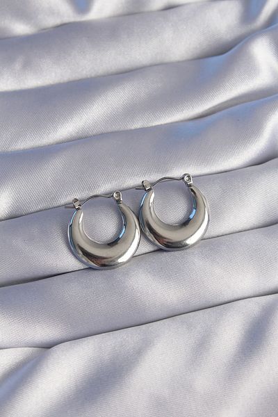 Skygo 316L Steel Silver Color Oval Mirror Model Earrings - Tj-Bkp9039