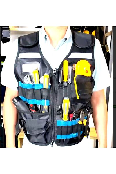 YETİŞENLER Electrician Vest Multi-Purpose Tool Vest for Woodworkers, Construction Workers