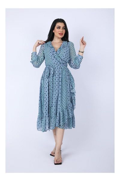 FULLJOY Elegant chiffon dress with long sleeves