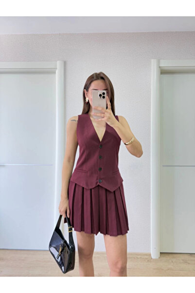 ELLA Eyesof Team Look Vest Mini Dress - Claret Red