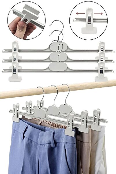 NO NAME Beyaz Elbise Askısı Etek Askısı Beyaz Mandallı Askılık Pantolon Askıs...