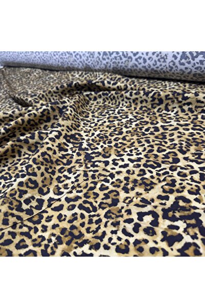 Yaren Ülker Modal Kumaş Leopar Desenli Dökümlü Çift En