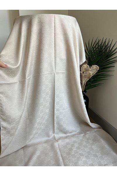 VaVscarfs Vs Pattern Cotton Jacquard Shawl Beige