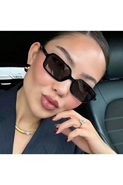 BALEZA Women's Rectangle Black Sunglasses Retro Sunglasses