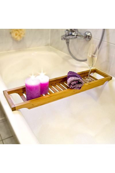 Relaxdays Bathtub support, Bamboo, Brown, 64 x 15 cm