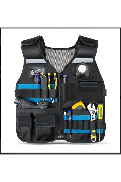 YETİŞENLER Electrician Vest Multi-Purpose Tool Vest for Woodworkers, Construction Workers