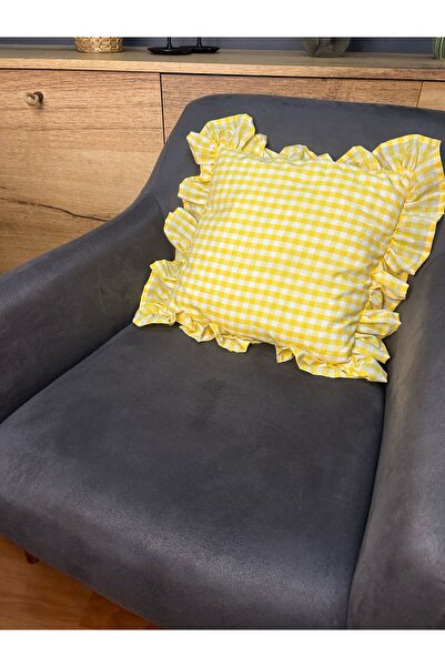 Angels' Collection غطاء وسادة مكشكش من القماش القطني العتيق مفرد