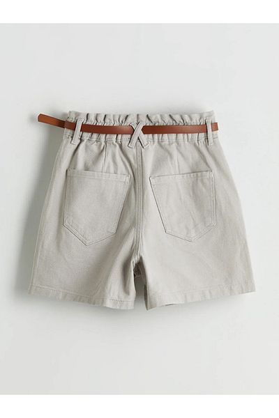LC Waikiki Lcw Jeans Gray Women's Jean Shorts with Belt