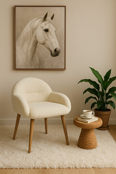 stillola Tokyo Ahşap Ayaklı Retro Minimal Berjer Makyaj Masası Sandalyesi Çok Amaçlı Çay Seti