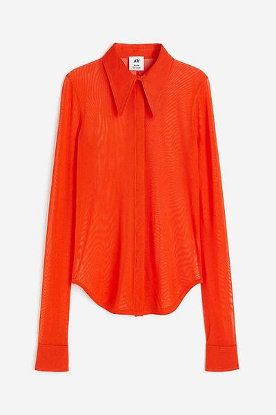 H&M Fitted mesh shirt