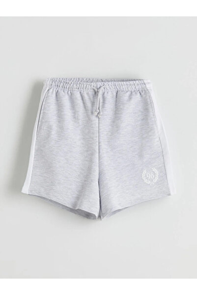 LC Waikiki Xside Gray Elastic Waist Printed Women's Shorts
