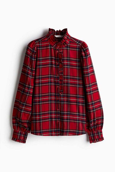 H&M Frill-trimmed twill blouse