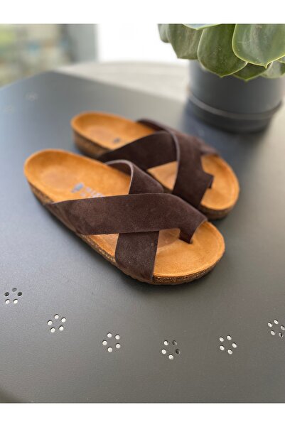 Land of Cork Γυναικείες παντόφλες σουέτ με ανατομική φυσική σόλα από φελλό