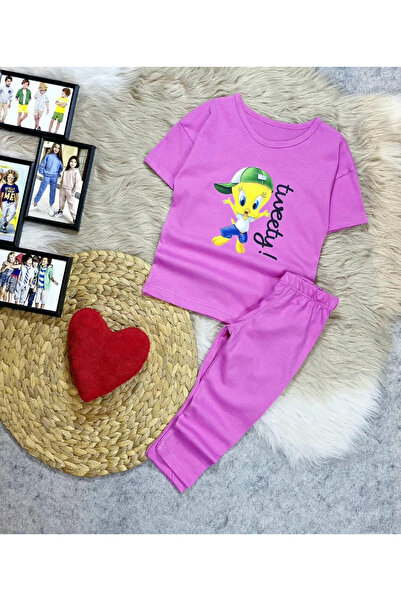 krm kerem bebe Set pentru fetiță din bumbac pieptănat imprimat sezon nou